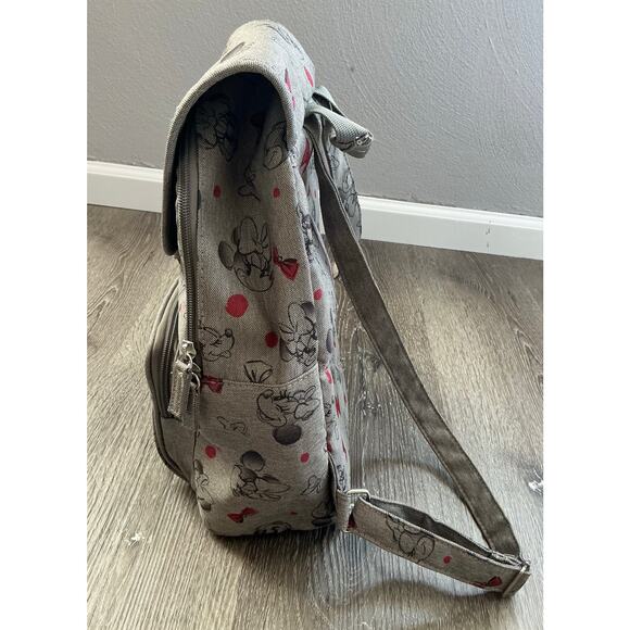 Disney Parks Gray Minnie Mouse Backpack Purse Bg Red Bows - Picture 2 of 7